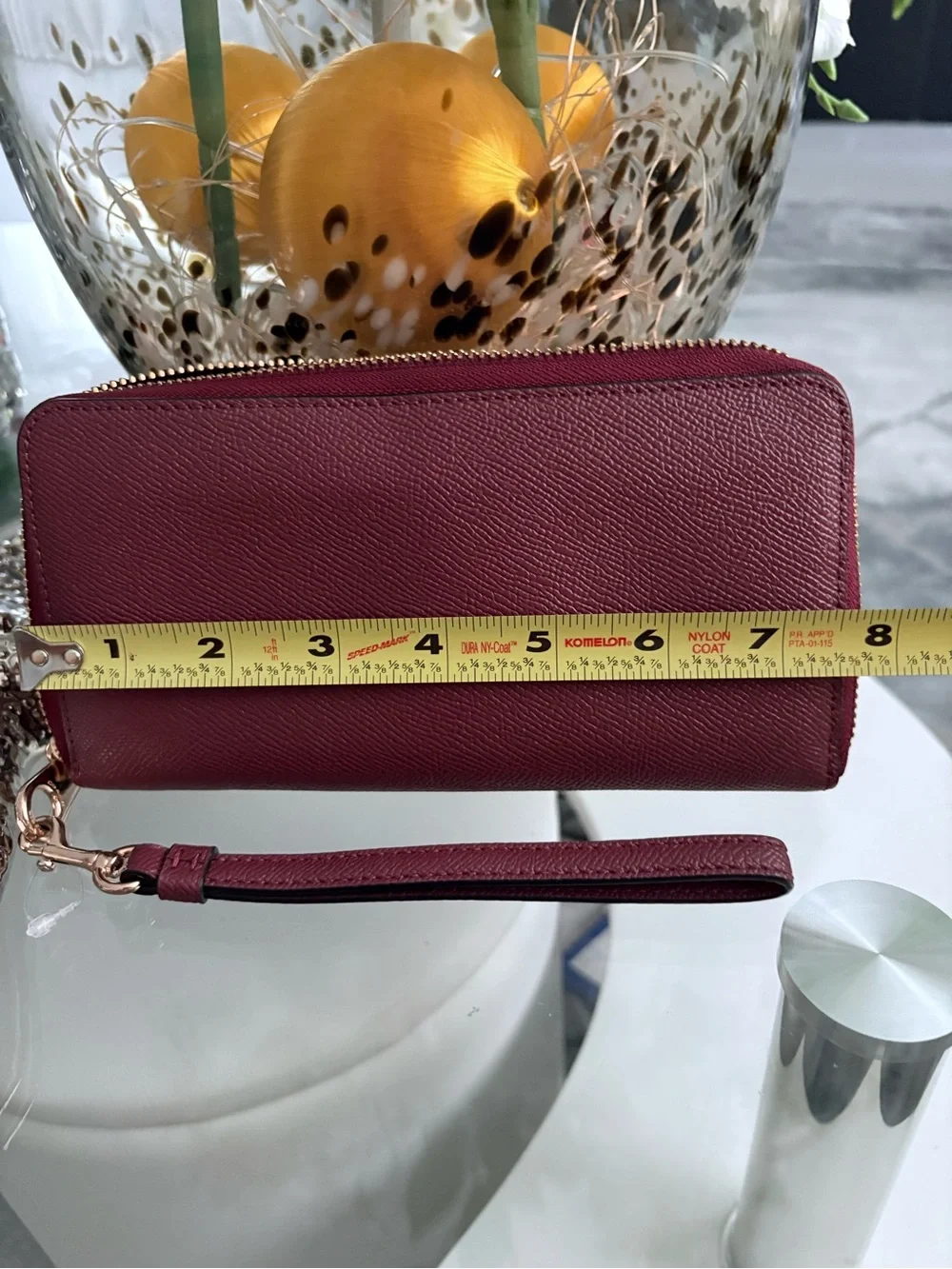 Coach Zip Wallet Wristlet in Burgundy with Gold Hardware - Picture 4 of 4
